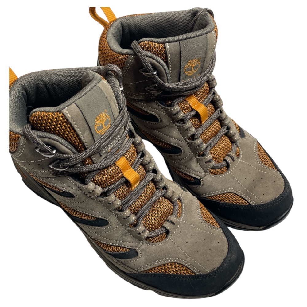 Timberland Hiking Boots Men's 9.5 Tan Leather & Mesh Mid Ankle Lace Up